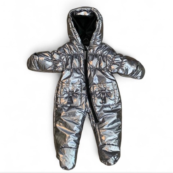 Rothschild Metallic One Piece snowsuit bunting size 3-6 months silver gunmetal - Picture 1 of 5